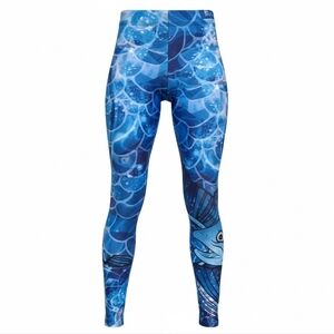 Fishe Wear Leggings Fish Camo Artistic Pattern Blue Hues Color  Women Size Small